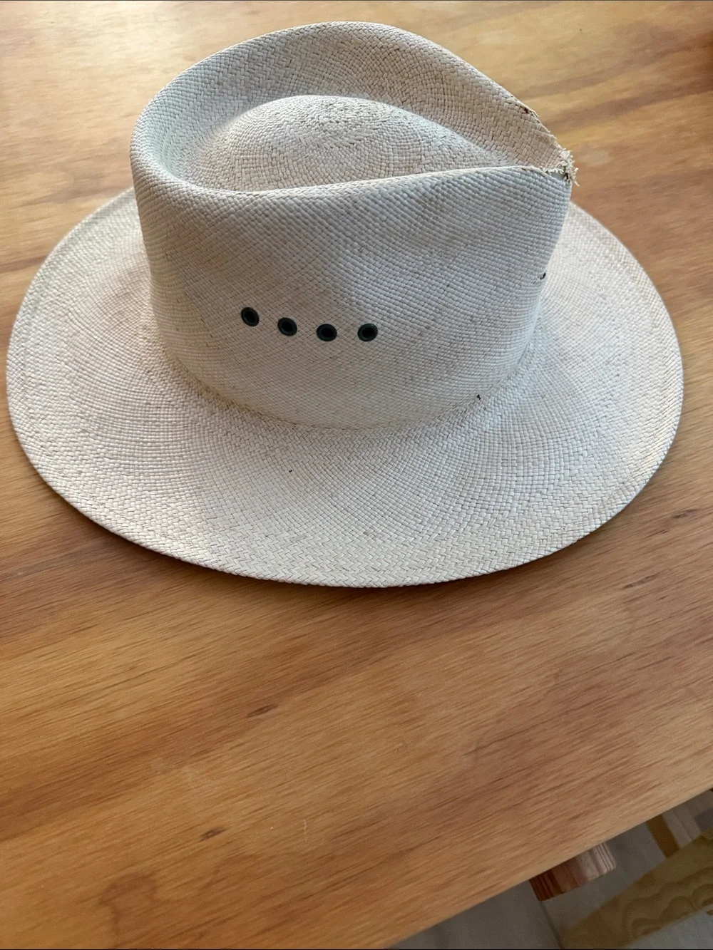 Christy Natural Straw Panama-Style Fedora Hat